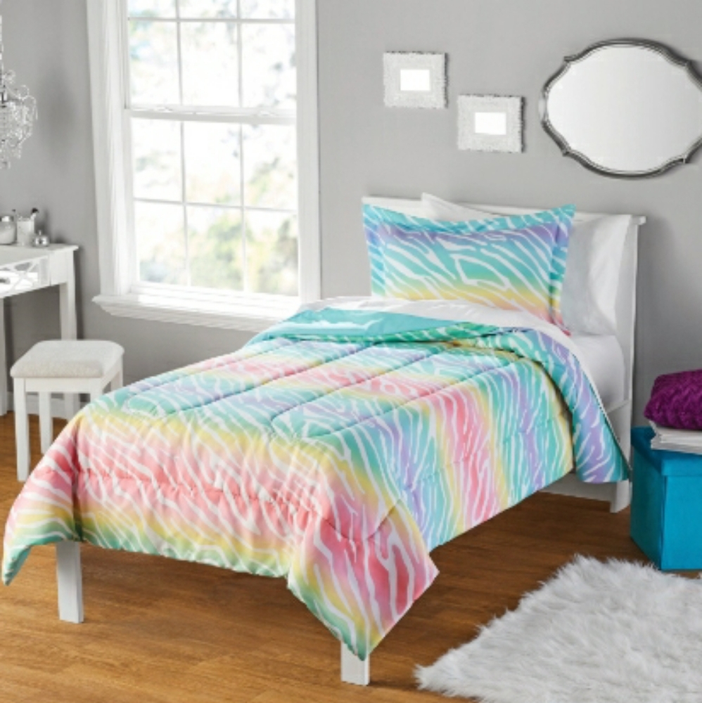 Rainbow pastel Zebra print bedding